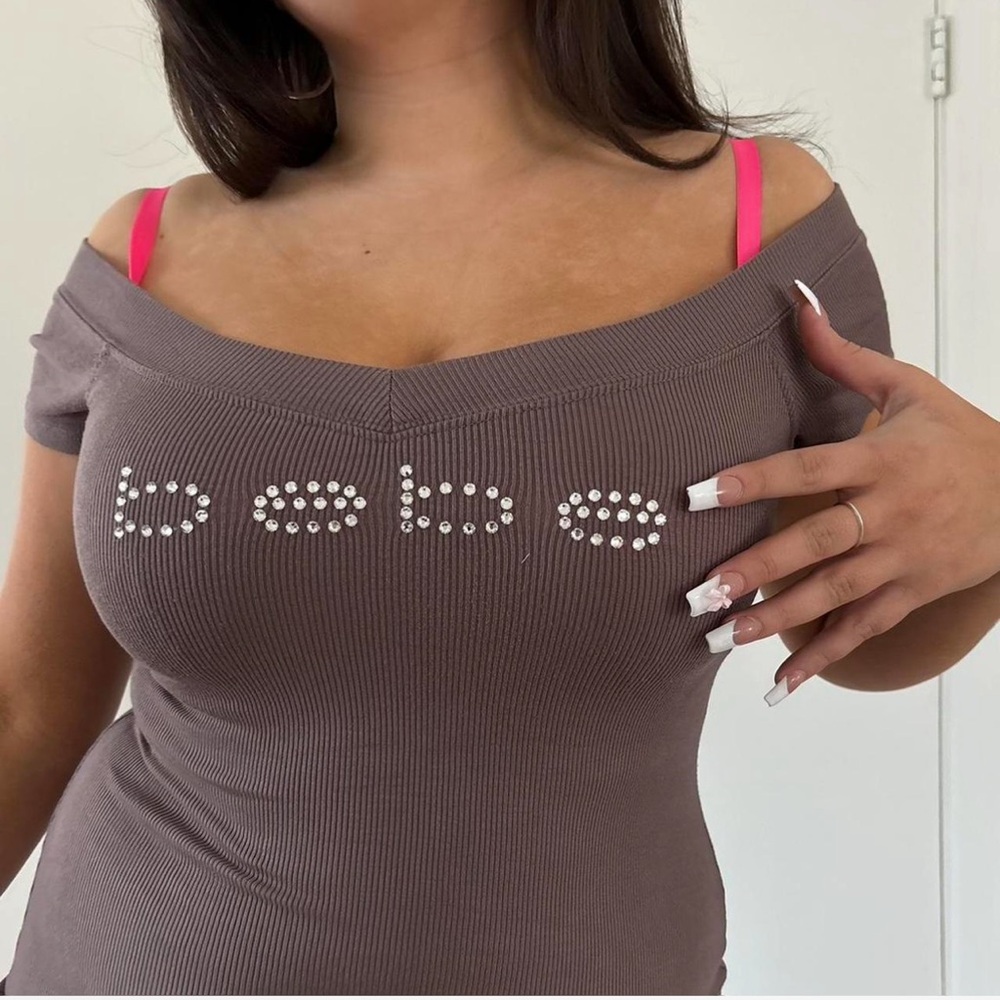 Bebe Vintage Off-the-Shoulder Rhinestone Top (Size M)